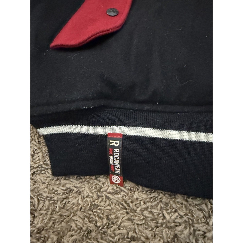 Vintage 1999 ROCAWEAR Button Up Embroidered Jacket Black Red Men's Size 2XL - Picture 3 of 11